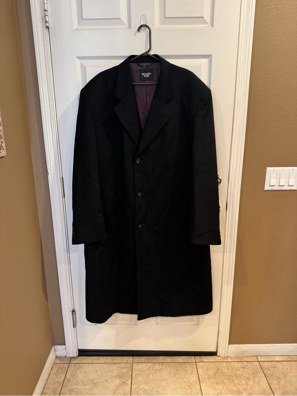 Size 52 Riccardo Fazzi long cashmere blend overcoat. italy.